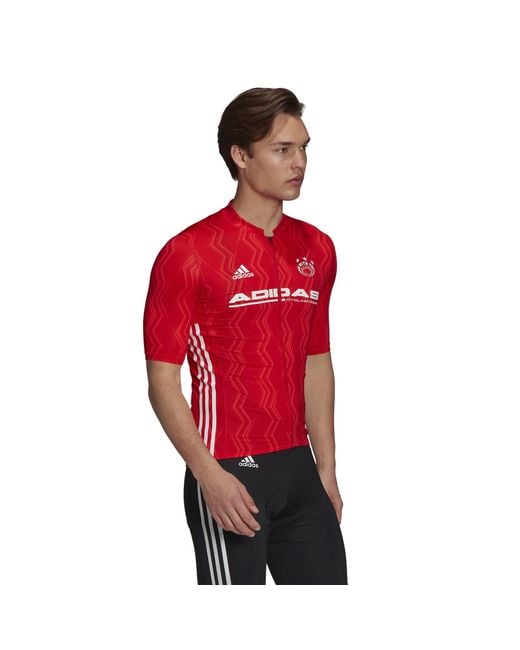 Adidas Red Cycle Jers Short Sleeve Performance Gym Top for men