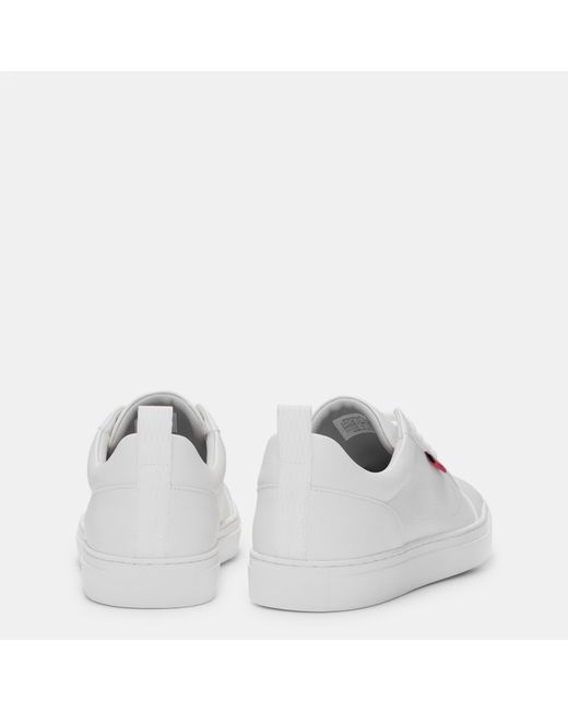 HUGO White Faux-Leather Logo Trainers for men