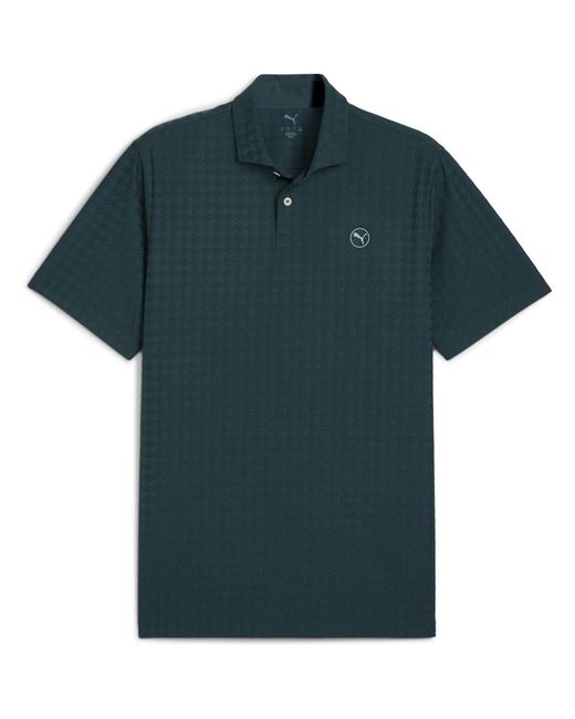 PUMA Blue Mattr Houndstooth Short Sleeve Performance Polo Shirt for men