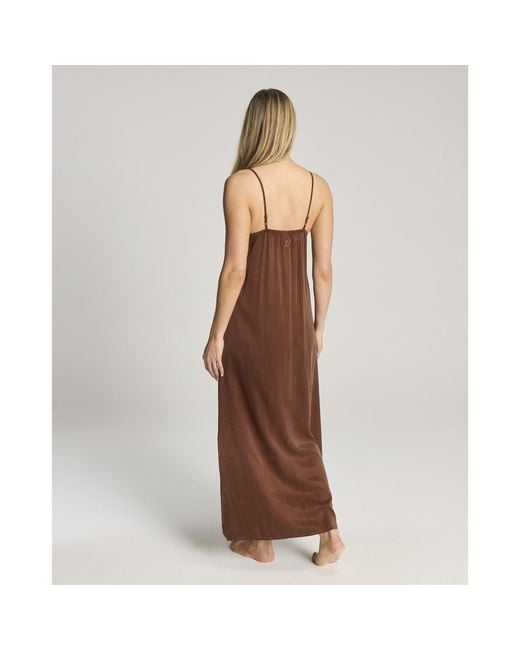 Nudea Brown Eco-Luxe Maxi Slip Dress