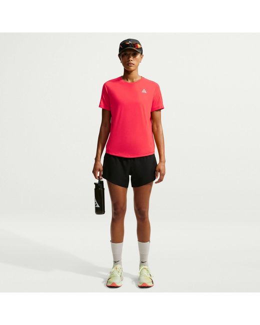 Nike Red Acg Dri-Fit Short-Sleeve Trail Running Top