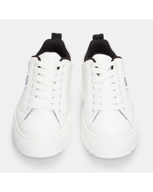 HUGO White Lyssa Tenn Platform Trainers