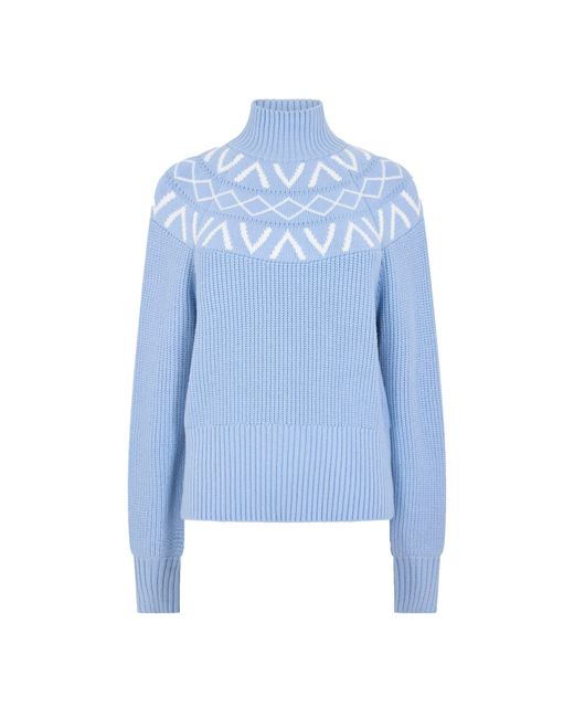 Varley Blue Marcie Knitted Crew Neck Jumper