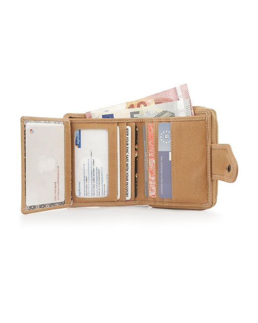 PRIMEHIDE Leather Natural Washed Cancun Small Trifold Purse Selena