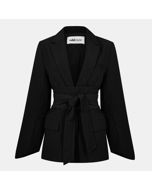 Odd Muse Black Belted Long Sleeve Blazer