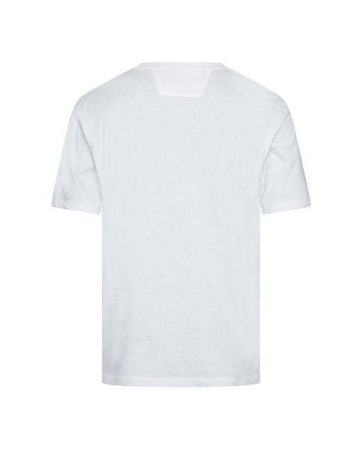 C P Company White 30/1 Jersey Vertical Logo T-Shirt for men