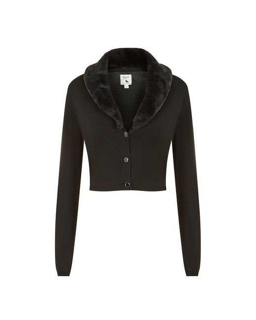 Yumi' Black Bolero With Detachable Fur Collar