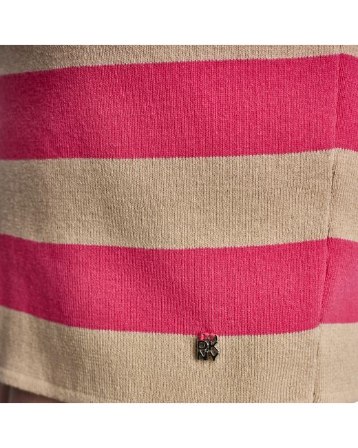 DKNY Red Striped Sleeveless Polo Sweater