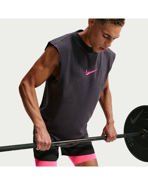 Nike Blue Pro Dri-Fit Crew-Neck Sleeveless Slim-Fit Vest for men
