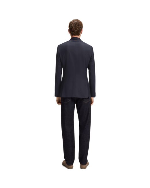 Boss Blue Double Breasted Stretch Full Lining Suit Jacket for men
