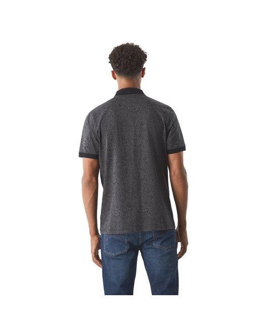 Pretty Green Black Wonderwall Paisley Short-Sleeve Polo Shirt for men
