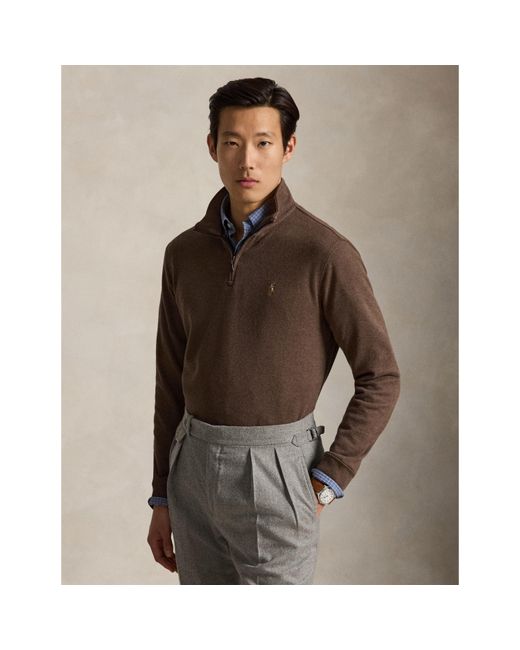 Polo Ralph Lauren Brown Estate Fleece Quarter Zip Sweater for men
