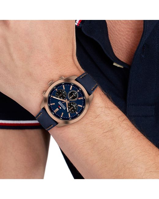 Tommy Hilfiger Blue Hudson Stainless Steel Chronograph Analogue Quartz Watch for men