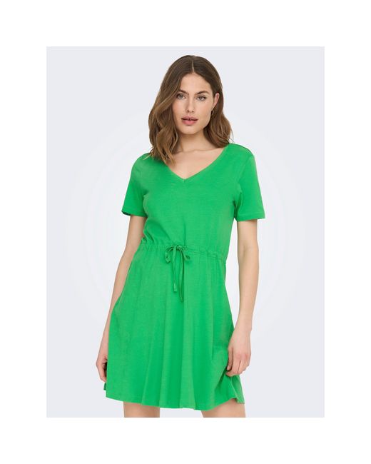 ONLY Green V-Neck Mini Dress