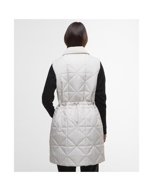 Barbour White Reno Quilted Faux-Velvet Collar Gilet