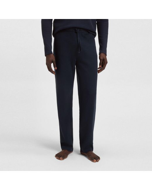 Boss Blue Waffle Open Hem Fleece Joggers for men