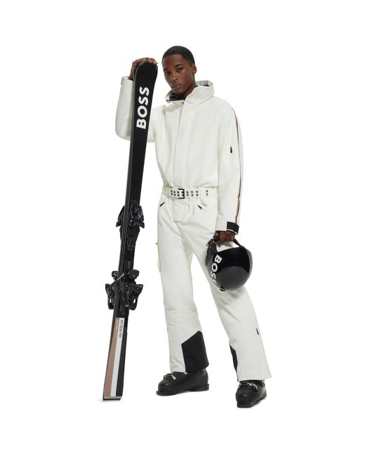 Boss White Waterproof Insulated Ski Suits for men