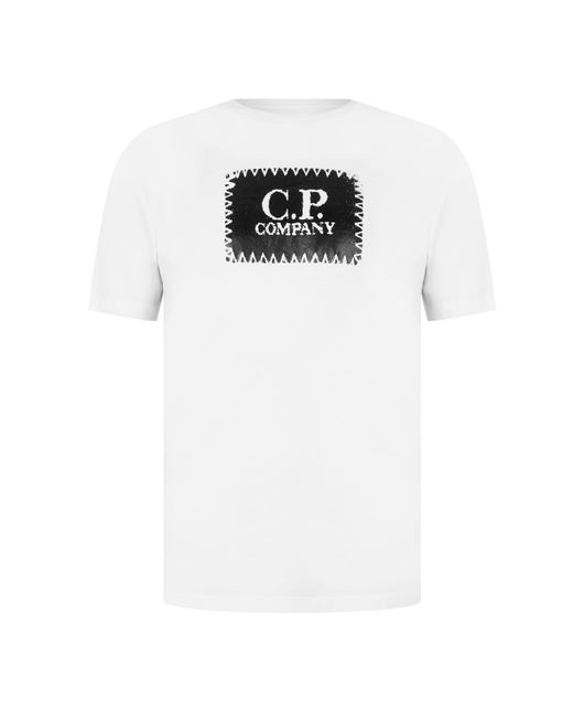 C P Company White Block Logo Regular Fit T-Shirt for men