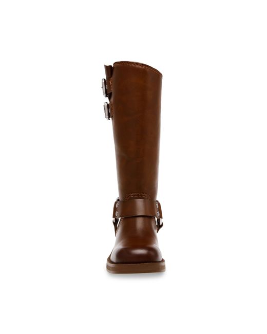 Steve Madden Brown Eastern Motorcycle Boots With Block Heel