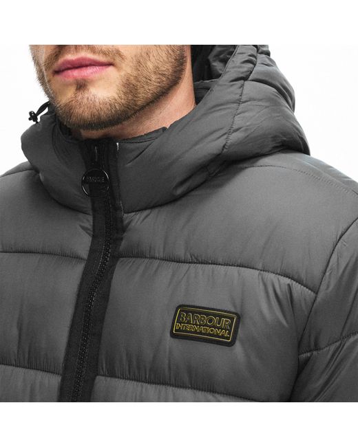 Barbour Blue Bobber Quilted Fixed Hood Short Puffer Jacket for men