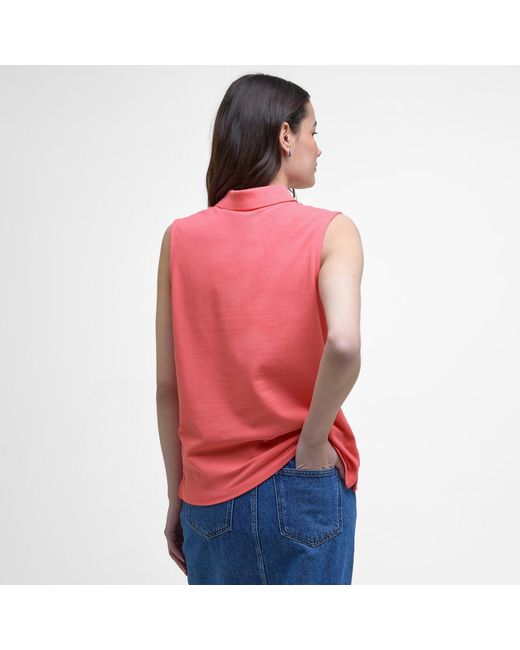 Barbour Pink Bowford Sleeveless Polo Shirt