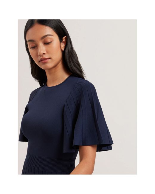Ted Baker Blue Knitted Skater Mini Dress