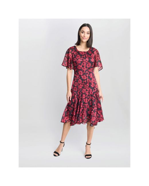 Gina Bacconi Red Annette Chiffon Jersey Dress