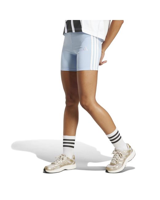 Adidas Blue Essentials 3 Stripe Biker Shorts