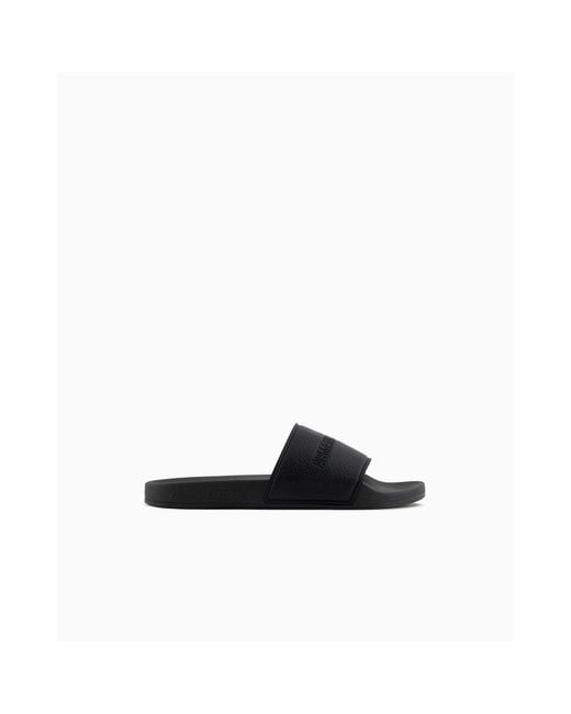 ARMANI EXCHANGE Black Pool Sliders for men