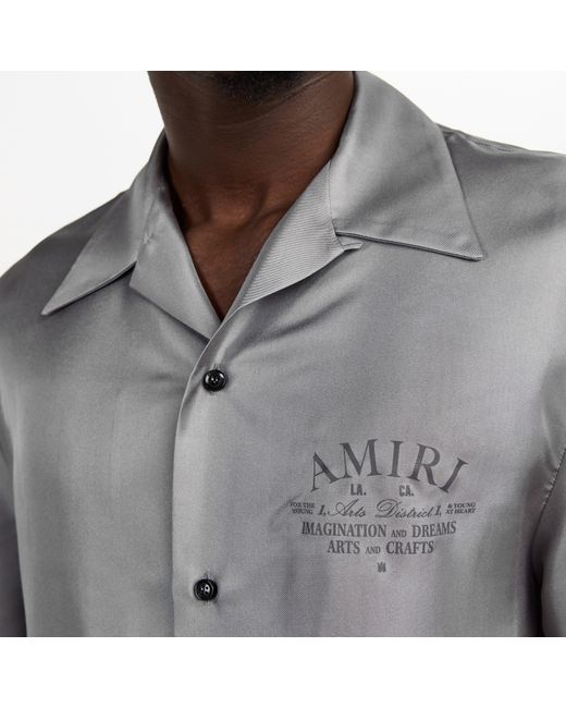 Amiri Gray Silk Art District Shirt for men
