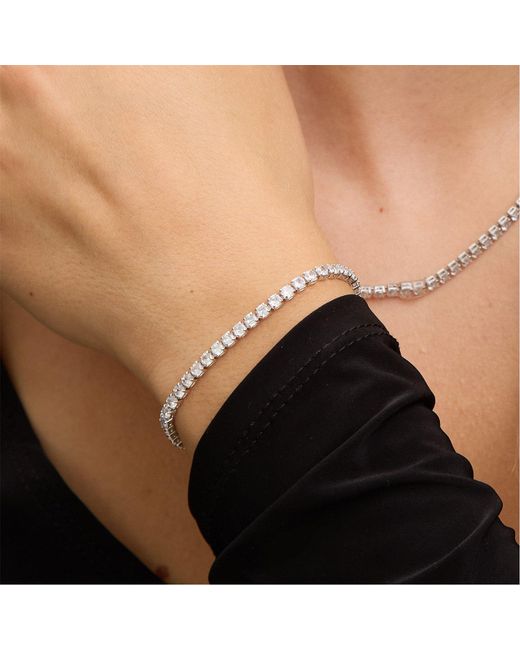 Jon Richard Metallic Rhodium Plated Cz Round Tennis Necklace