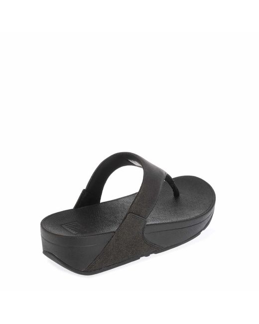 Fitflop Black Fit Flop Lulu Shimmer Toe-Post Sandals