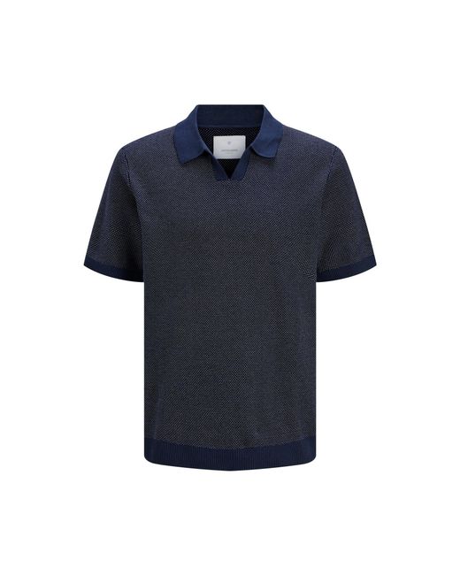 Jack & Jones Blue Jones Premium Split Neck Knitted Polo for men
