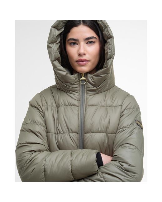 Barbour Multicolor Olivios Lightweight Hooded Long Puffer Jacket