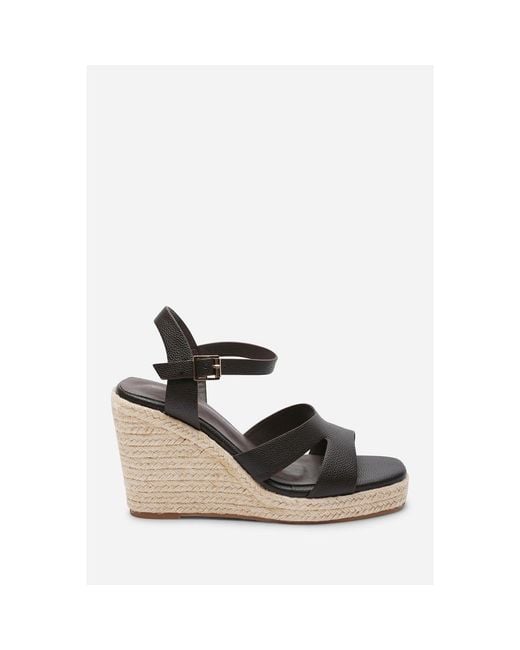 Where's That From Black Sansa Double Strap Espadrille Wedge