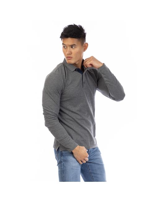 Peter Werth Gray Glasby Long Sleeve Polo Shirt for men