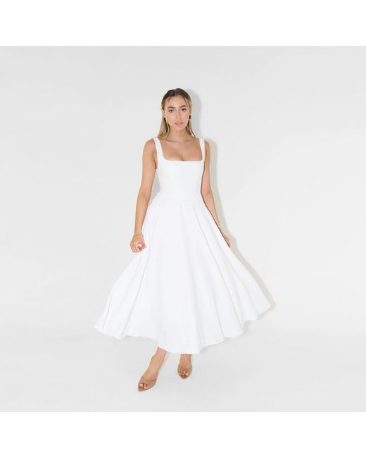 Odd Muse White The Ultimate Muse High Waist Square Neck Midi Dress