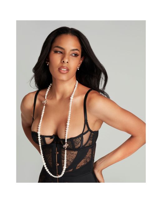 Agent Provocateur White Barb Long Pearl Necklace