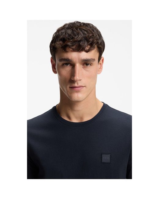 Boss Blue Tales T-Shirt With Logo Patch Premium Cotton for men