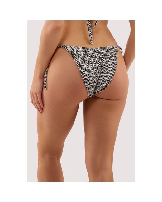 Wolf & Whistle Brown Misqua And Textured Tie Side Bikini Br