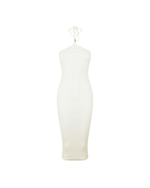 Amiri White Knitted Midi Dress