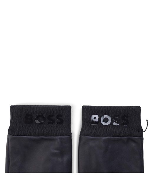Boss Blue Hyden 1 Leather Gloves for men