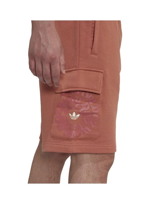 Adidas Originals Brown Graphic Ozworld Cargo Shorts for men