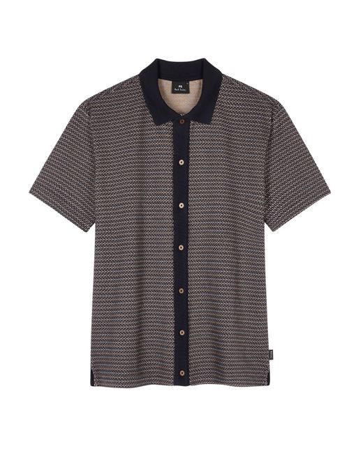Paul Smith Black Button Front Short Sleeve Patterned Shirt for men