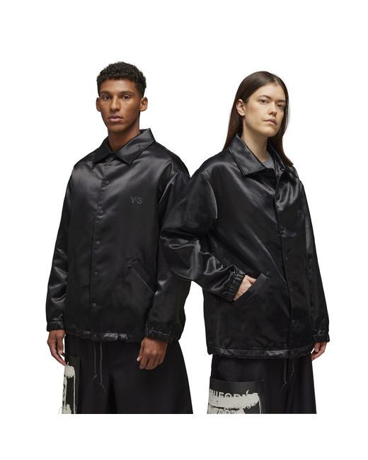 Y-3 Black Graphic Long Sleeve Coach Jacket for men