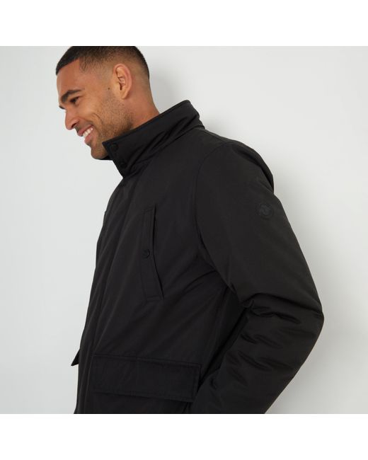 Threadbare Black Showerproof Funnel Neck Short Puffer Jacket for men