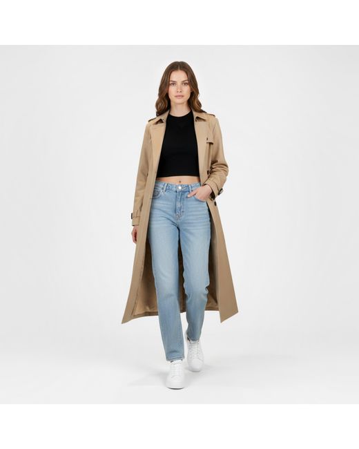 Jack Wills Natural Jw Maxi Trench Water Resistant Cotton Long Sleeve Short Puffer Jacket