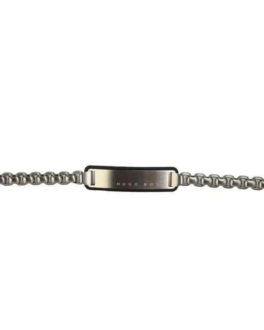 HUGO Black Id Stainless Steel Bracelet for men