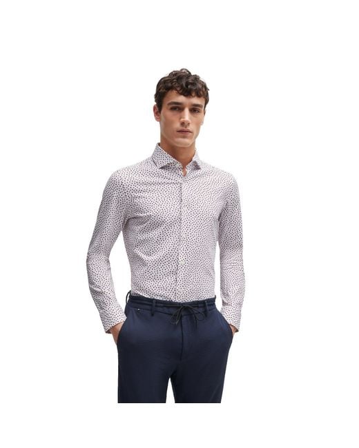 Boss Purple P Hank Spread Long Sleeve Oxford Shirt for men