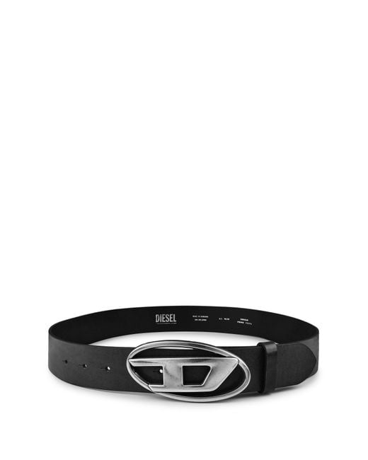 DIESEL Black Oval Logo Belt for men